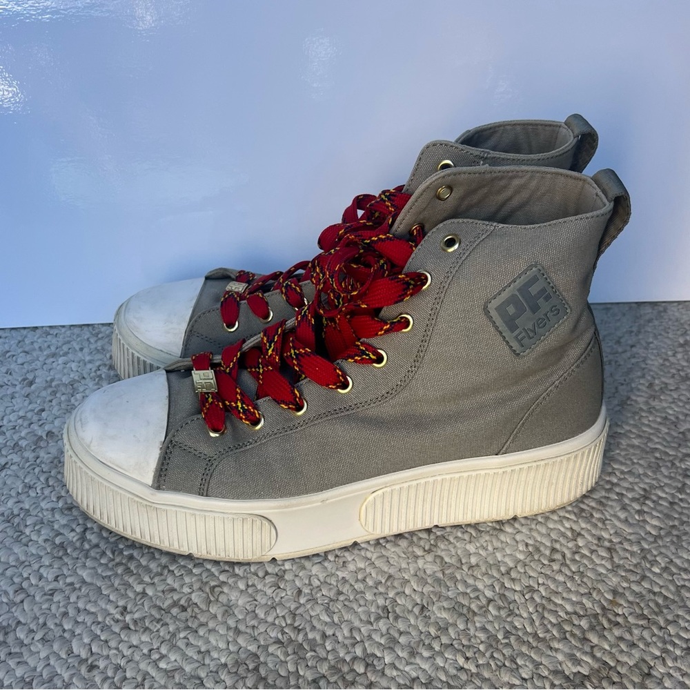 PF. Flyers Allston Hi Top Platform Canvas Sneakers Gray Women’s Size‎ 9.5 - Picture 2 of 9
